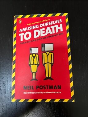 Original Penguin red paperback with yellow and black hazard stripes